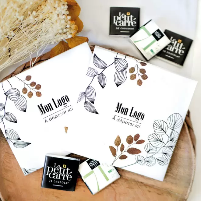 CARTE DE 9 CARRÉS DE CHOCOLAT PERSONNALISÉE LPCC®  'CALIMIA'
