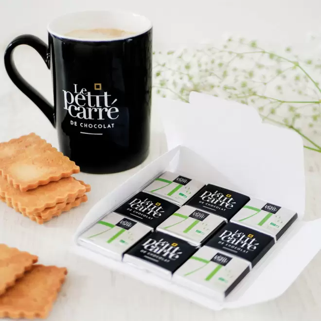 CARTE DE 9 CARRÉS DE CHOCOLAT PERSONNALISÉE LPCC®  'CALIMIA'