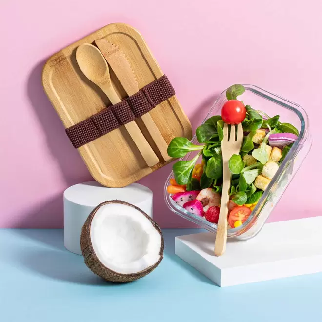 LUNCH BOX PERSONNALISABLE EN VERRE/BAMBOU 'FUSILI'