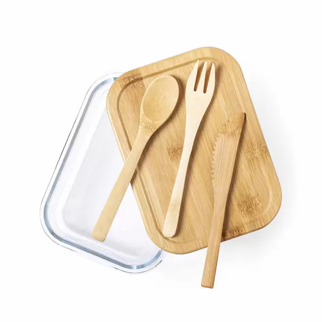 LUNCH BOX PERSONNALISABLE EN VERRE/BAMBOU 'FUSILI'