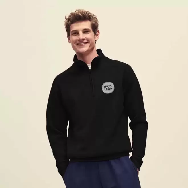 SWEAT PUBLICITAIRE COL ZIPPÉ  FRUIT OF THE LOOM 'GOLON'