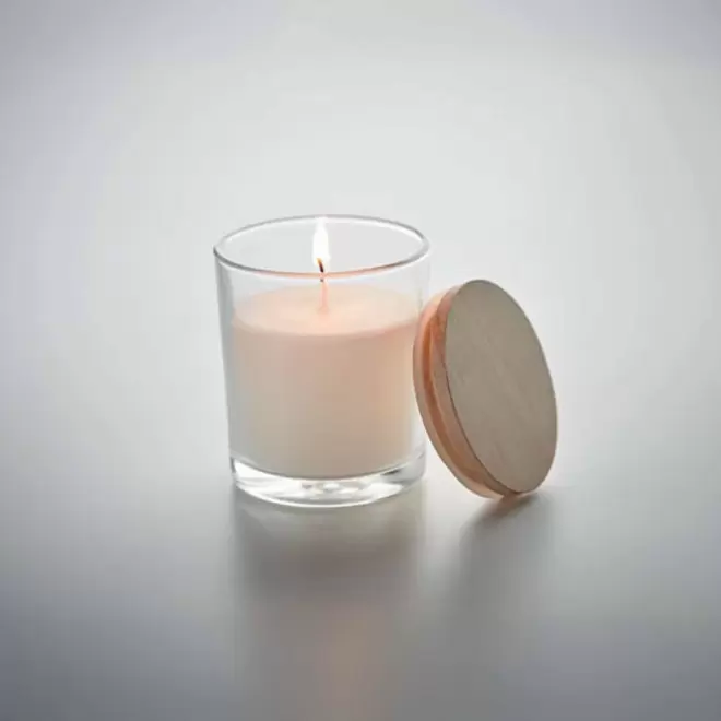 BOUGIE PUBLICITAIRE PARFUMÉE COUVERCLE BAMBOU 'BANILA'