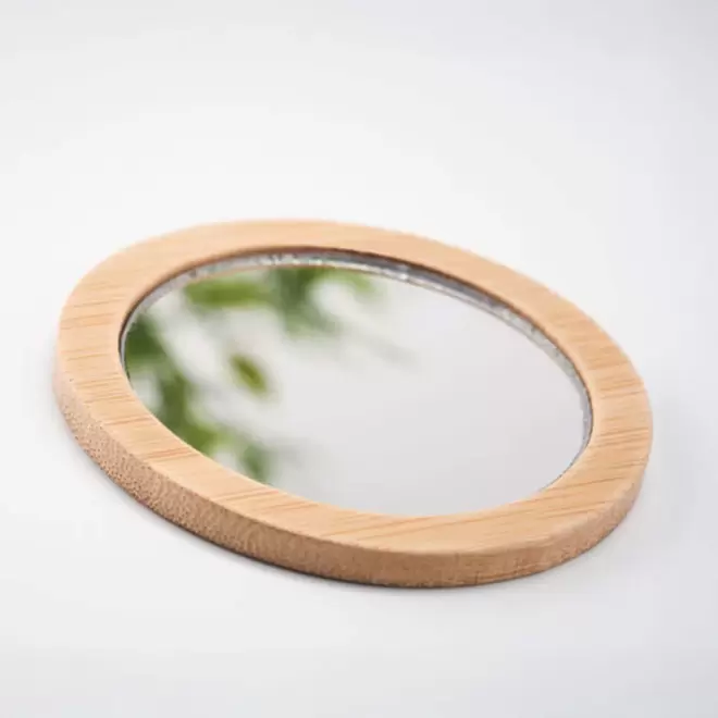 MIROIR DE POCHE PERSONNALISÉ EN BAMBOU 'APLI'