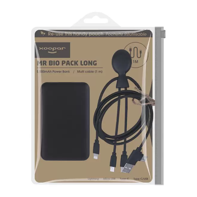 BATTERIE DE SECOURS PERSONNALISÉE BIODEGRADABLE XOOPAR® 'MR BIO PACK LONG' 