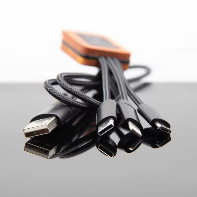 CABLE DE CHARGE 5EN1 SCX® PERSONNALISÉ LOGO LUMINEUX 'KIPA SMART'