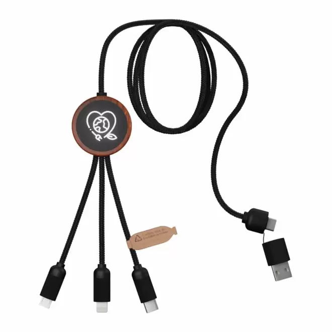 CABLE DE CHARGE 5EN1 SCX® PERSONNALISÉ LOGO LUMINEUX 'KIPA SMART'