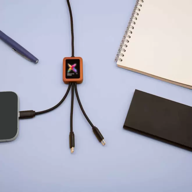 CABLE DE CHARGE 5EN1 SCX® PERSONNALISÉ LOGO LUMINEUX 'KIPA SMART'