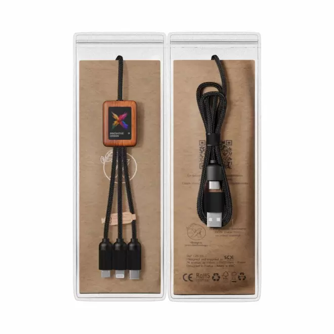CABLE DE CHARGE 5EN1 SCX® PERSONNALISÉ LOGO LUMINEUX 'KIPA SMART'