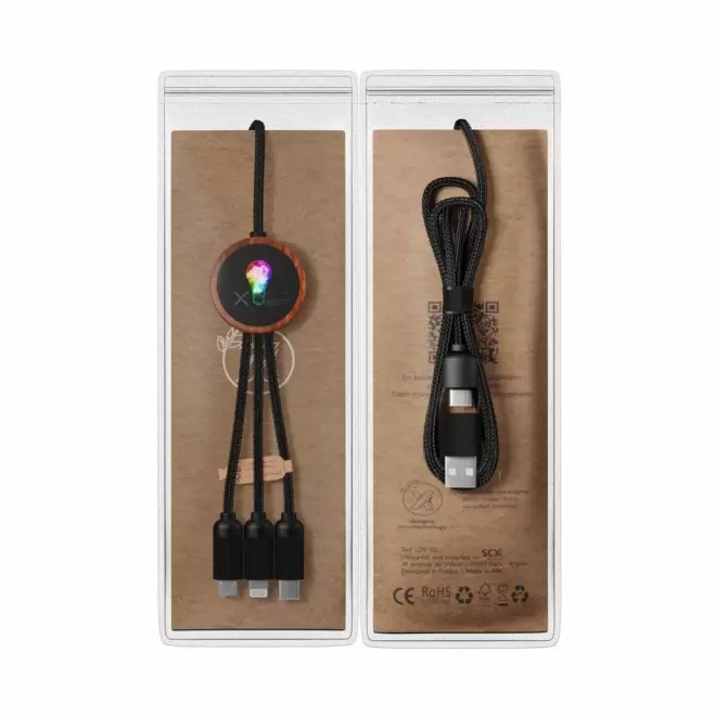 CABLE DE CHARGE 5EN1 SCX® PERSONNALISÉ LOGO LUMINEUX 'KIPA SMART'