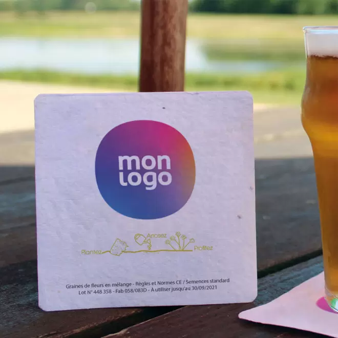 SOUS BOCK PUBLICITAIRE EN PAPIER DE GRAINES 'BIOLI'