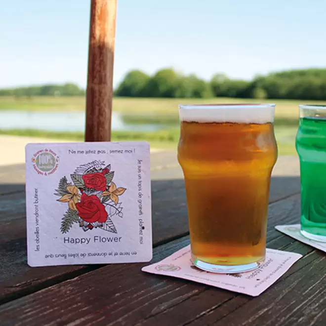 SOUS BOCK PUBLICITAIRE EN PAPIER DE GRAINES 'BIOLI'