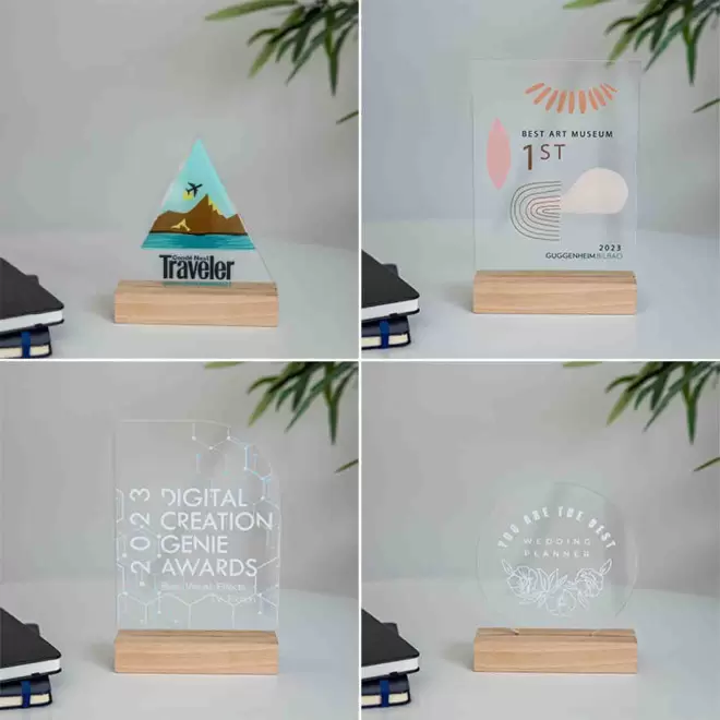 TROPHEE PERSONNALISABLE EN ACRYLIQUE LUMINEUX 'UKITA'