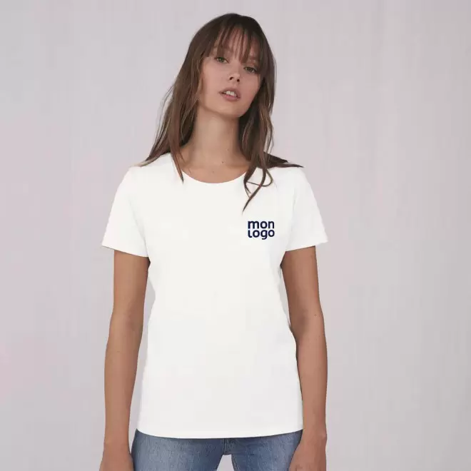 TEE SHIRT FEMME BLANC B&C PERSONNALISABLE 'PALTO BIO 145G'