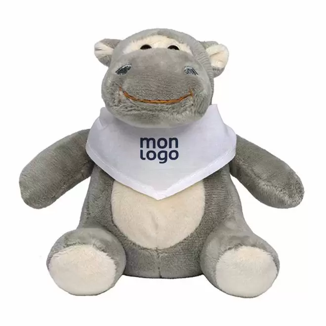 PELUCHE PERSONNALISABLE AVEC BANDANA HIPPOPOTAME 'HEPPO'