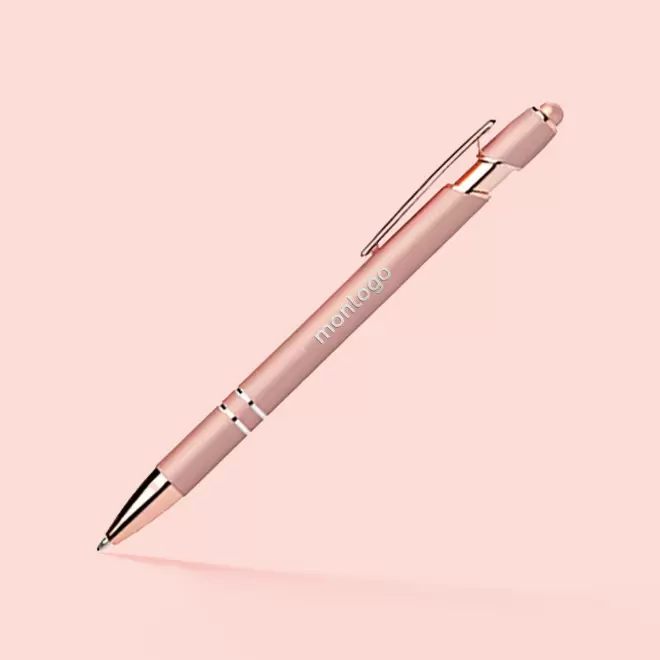 STYLO PERSONNALISABLE BILLE EN METAL 'PRINCY ROSY'