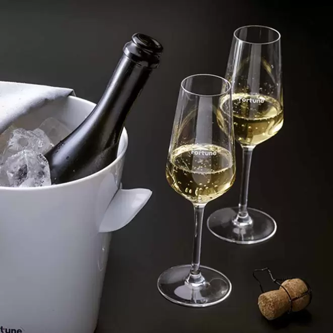 VERRE À CHAMPAGNE PUBLICITAIRE 'CHAMPY' 