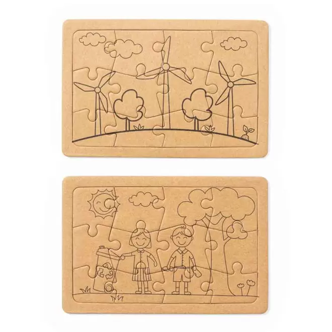 SET 2 PUZZLES PERSONNALISABLE CARTON RECYCLES 'PUZZY"