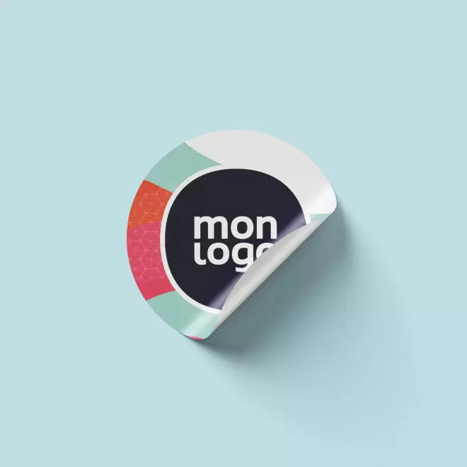 STICKERS ROND PUBLICITAIRE PAPIER COUCHE 'KLISTER'