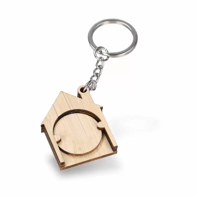 PORTE CLÉS AVEC JETON PERSONNALISABLE EN BAMBOU 'CASEL' 