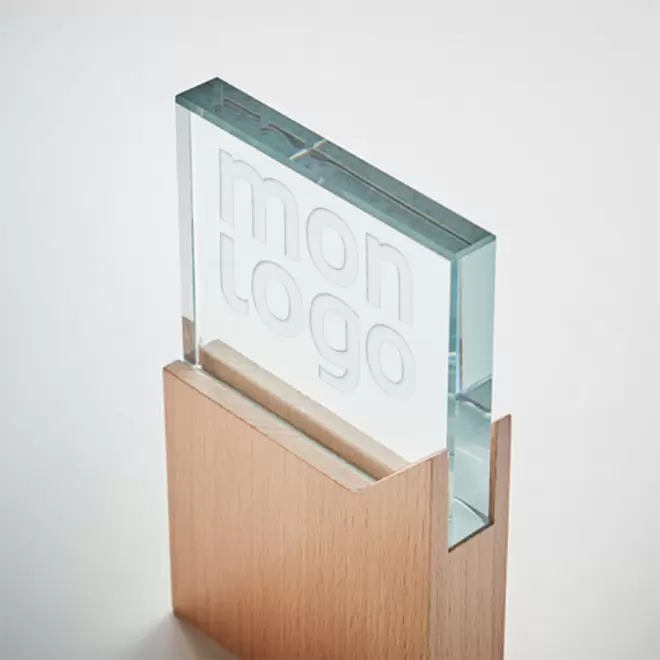 TROPHÉE PERSONNALISABLE EN VERRE ET BOIS 'KAYNE'