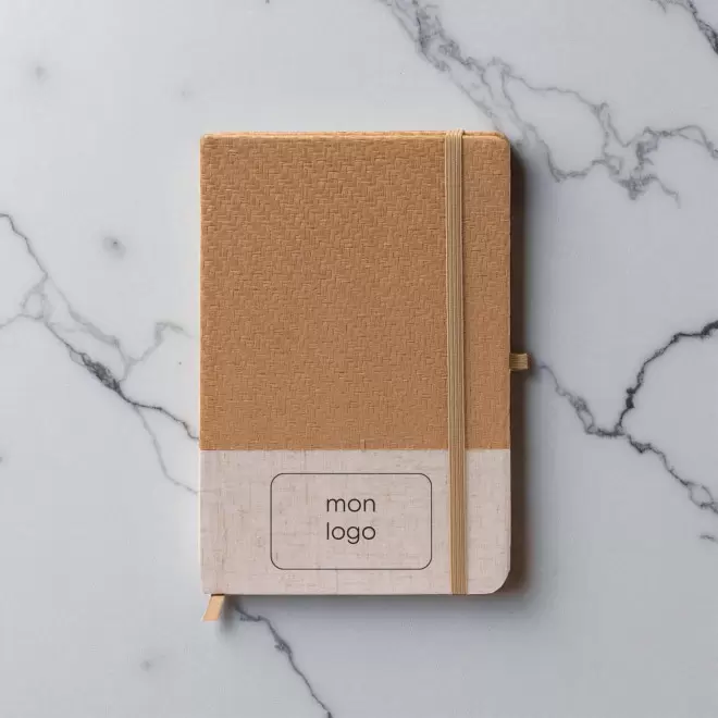 CARNET A5 PERSONNALISE PAILLE NATURELLE COTON 'BOLGA' 