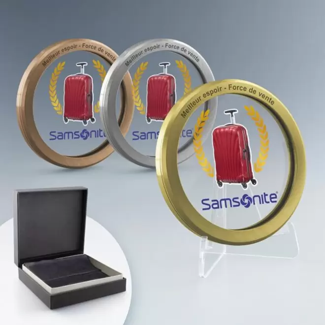 MEDAILLE PERSONNALISEE EN VERRE ET METAL 'CAMPIONES'