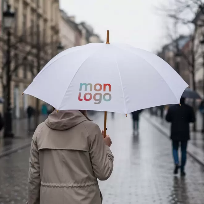 PARAPLUIE MANCHE DROIT BAMBOU PERSONNALISABLE 'BAMPLUI'