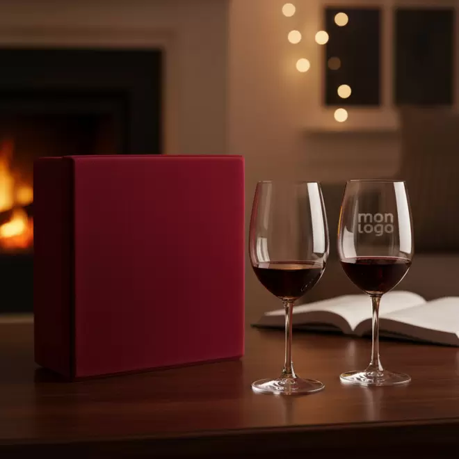 COFFRET 2 VERRE EN VERRE 35CL PERSONNALISABLE 'BRATION'
