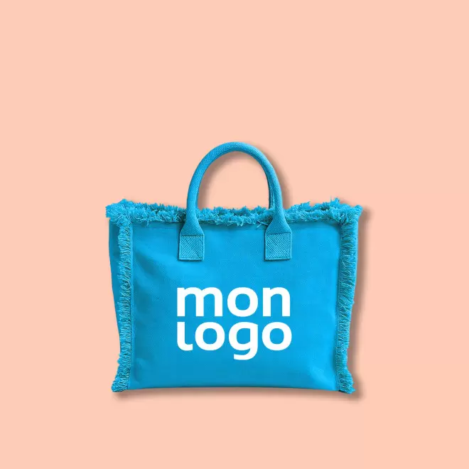 CABAS EN COTON AVEC FRANGE PERSONNALISABLE 'JIPANE FLASH'