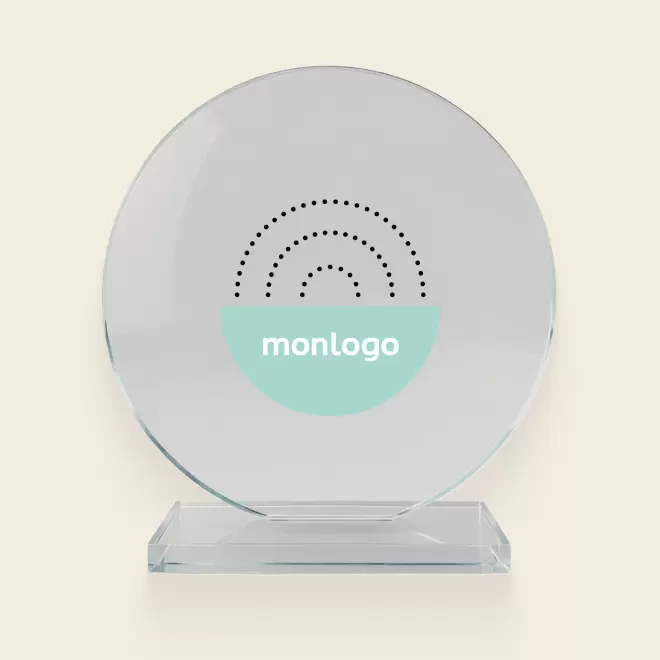 TROPHEE EN VERRE PERSONNALISABLE 'VICKY QUADRI ROND'