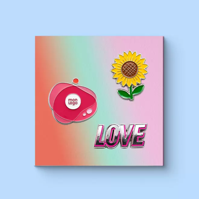 PLANCHE DE DE 3 PINS EMAILLE PERSONNALISEE 'CREAPINS'