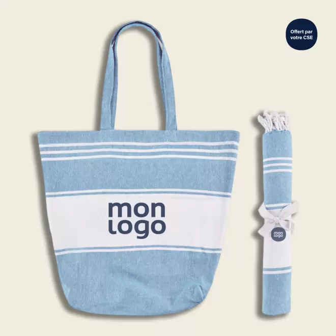 SET FOUTA SAC PERSONNALISE 'CAREO PLAGE' MARQUAGE ESAT