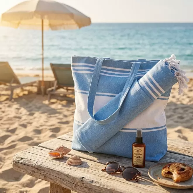 SET FOUTA SAC PERSONNALISE 'CAREO PLAGE' MARQUAGE ESAT