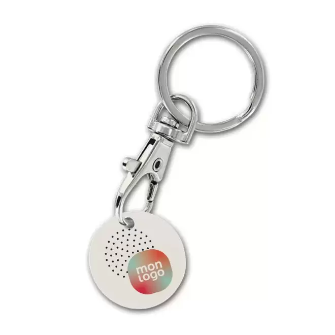 PORTE CLÉS MOUSQUETON AVEC JETON BIO PERSONNALISABLE 'SEGNO'