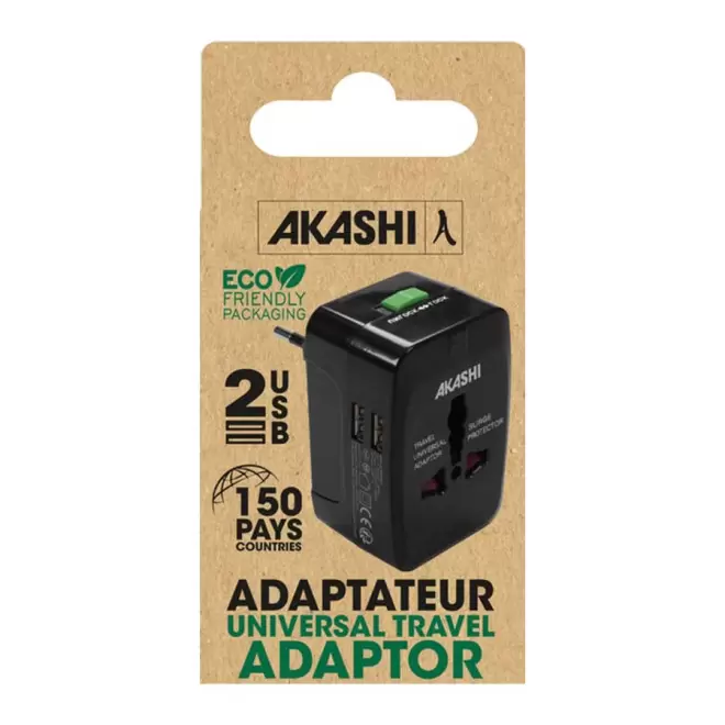 ADAPTATEUR DE VOYAGE PERSONNALISÉ USB 'TRAVLY'