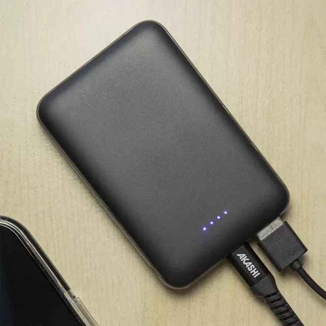 BATTERIE DE SECOURS PUBLICITAIRE 2 PORTS USB 5000 mAh AKASHI® 'CRONOS'