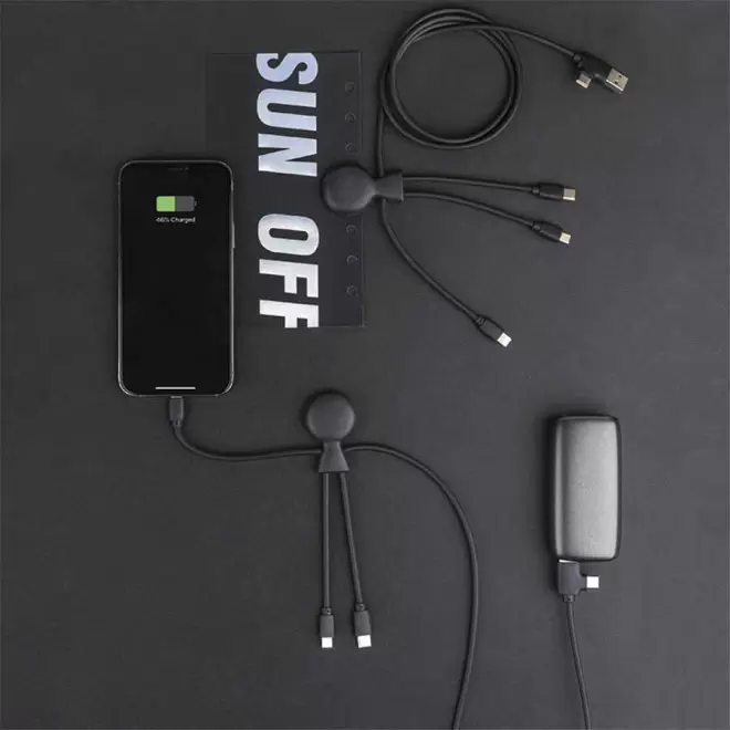 CÂBLE DE CHARGE PUBLICITAIRE BIODÉGRADABLE MULTI CONNECTEURS XOOPAR® 'MR BIO LONG'