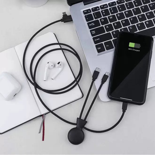 CÂBLE DE CHARGE PUBLICITAIRE BIODÉGRADABLE MULTI CONNECTEURS XOOPAR® 'MR BIO LONG'