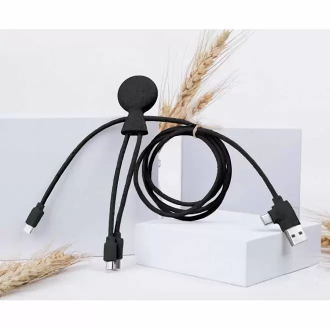 CÂBLE DE CHARGE PUBLICITAIRE BIODÉGRADABLE MULTI CONNECTEURS XOOPAR® 'MR BIO LONG'