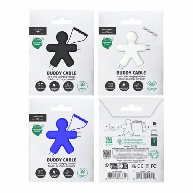 LOT 50 CÂBLES DE CHARGEMENT PUBLICITAIRES XOOPAR® 'BUDDY CABLE' EXP 72H