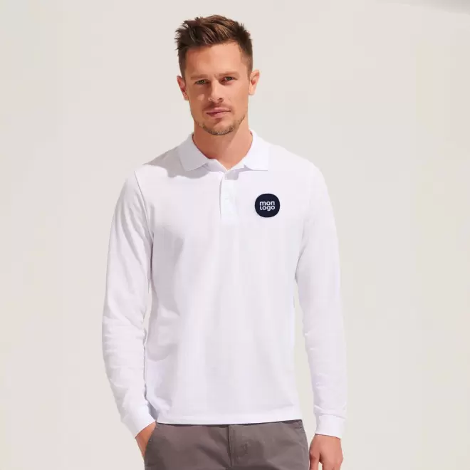 POLO PUBLICITAIRE MIXTE MANCHES LONGUES BLANC 'PRIME LSL'