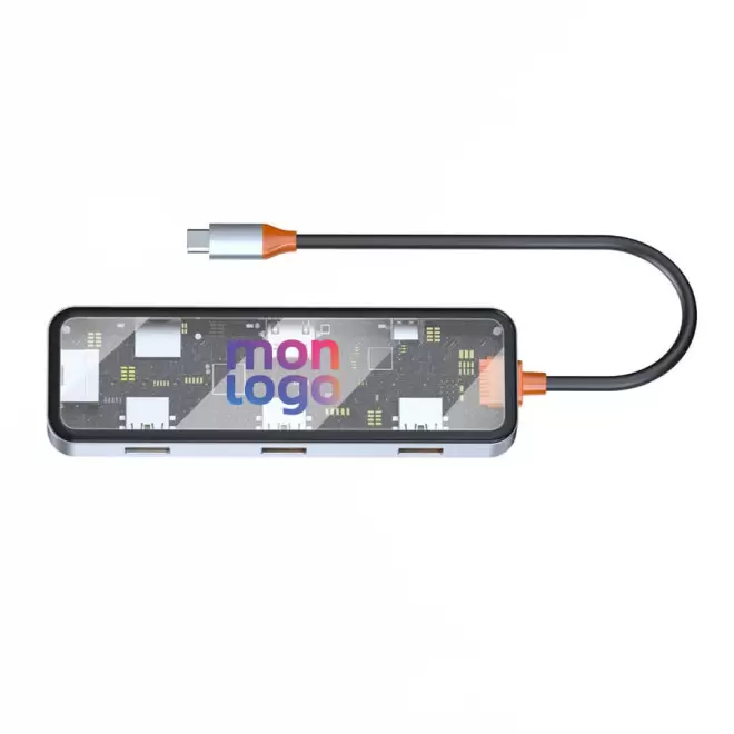 HUB PERSONNALISABLE USB C TRANSPARENT 'UTILITY'