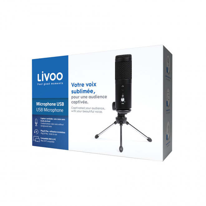 MICROPHONE PERSONNALISABLE USB PORTATIF LIVOO® 'MICROLA'
