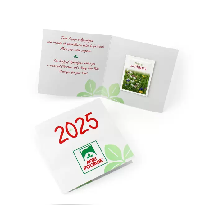 CARTE 2 VOLETS AVEC GRAINES PERSONNALISABLE 'POUVOI'