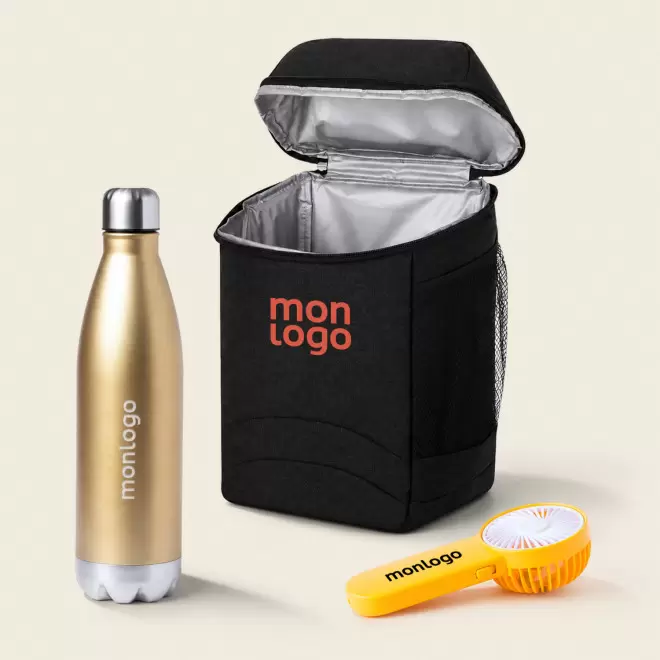 SET SAC BOUTEILLE ET VENTILATEUR PERSONNALISABLE 'PRAUTEC'