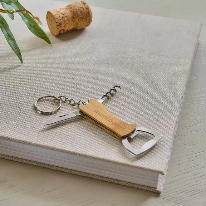 PORTE CLE DECAPSULEUR EN BAMBOU PERSONNALISABLE 'BRENTONI'
