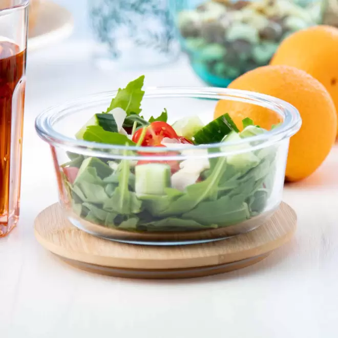 LUNCH BOX EN VERRE ET BAMBOU PERSONNALISABLE 'BUCATI ROND'