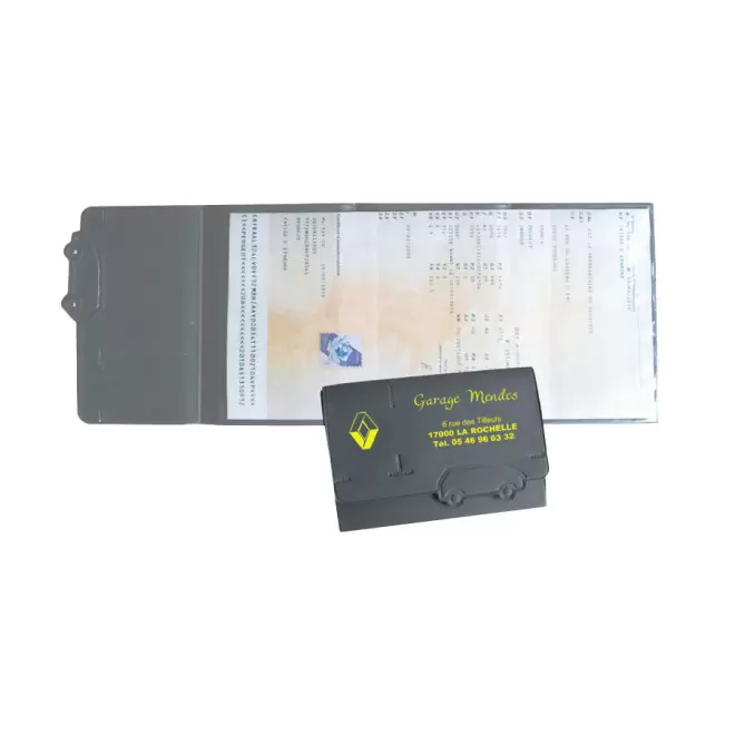 PORTE CARTE GRISE PUBLICITAIRE AVEC DECOUPE 'ROZEN'