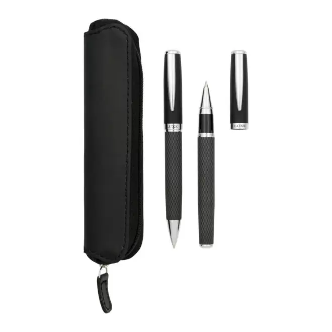 PARURE DE STYLO PERSONNALISABLE BILLE ET ROLLER 'CARBON' 