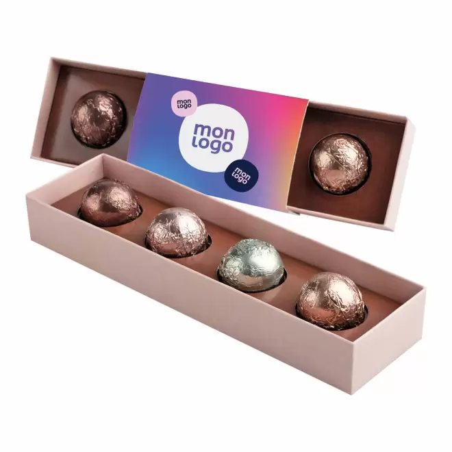 COFFRET PUBLICITAIRE 4 PRALINES AU CHOCOLAT 'CHOPRA'